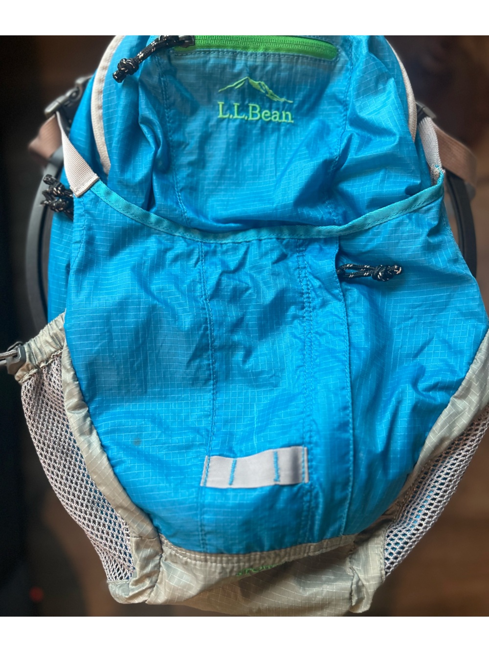 L.L. Bean Bright Turquoise Backpack with Tan Accents